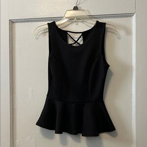 Charlotte Russe Black Peplum Tank with Crisscross Back